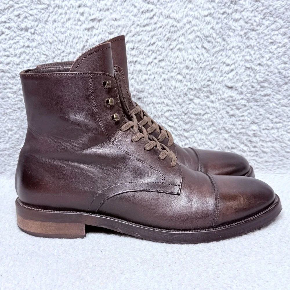 To Boot New York‎ Adam Derrick Mens Size 8.5 Ankle Boots Brown Leather Cap Toe